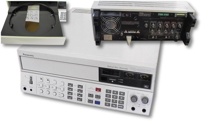 three views of a Panasonic TQ-2026F optical disc recorder